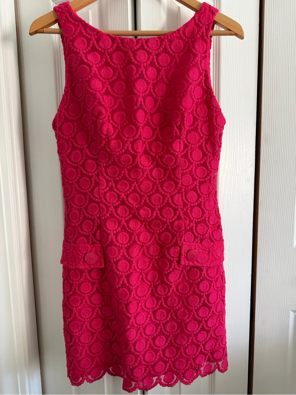 bebe Hot Pink Mini Dress with Scalloped Hem-Medium